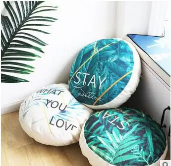 الثقيلة القطن و الكتان النبات الأوراق الخضراء الطازجة جولة المخدة نفخة المخدة كنبة مكتب الخصر المخدة