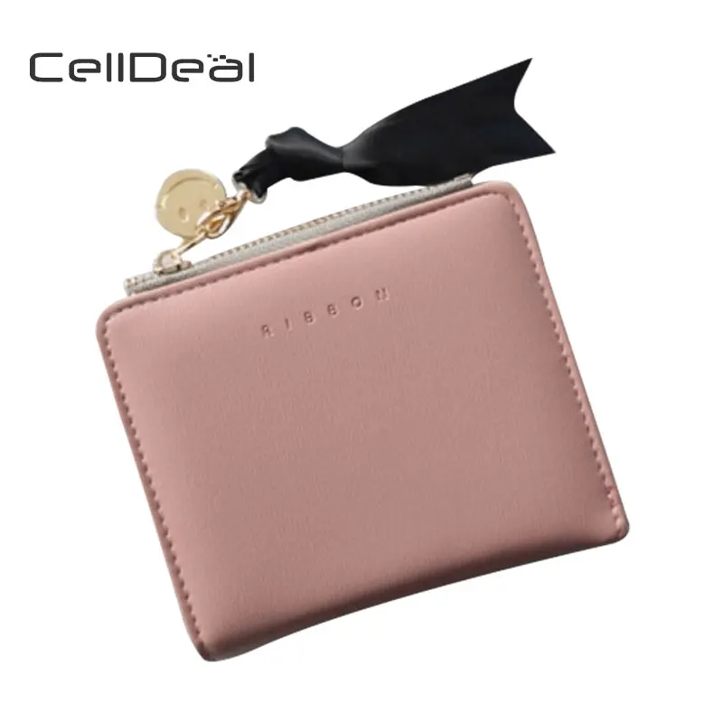 CellDeal Women&#39;s Small Compact Leather Pocket Vintage Wallet Ladies Mini Lightweight Ribbon ...