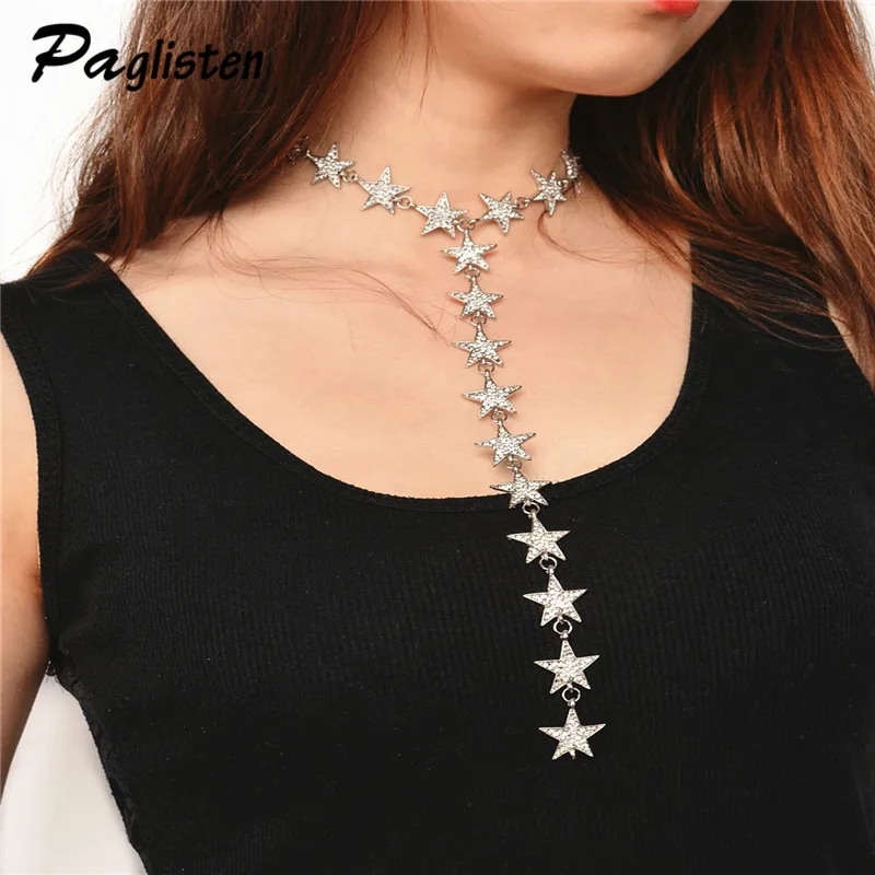 

PAGlisten Rhinestone Star Collar Chokers Necklace Statement Jewelry luxury Maxi Necklaces For Women Torques Bijoux Femme