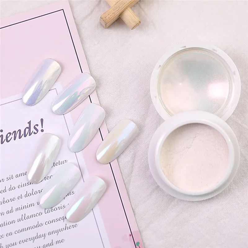 7 ملصقات ملونة للأظافر مسحوق اللؤلؤ الأبيض الغبار مسمار الفن الديكور مسمار الفن تلميح مجموعة DIY مرآة تأثير مسمار نصائح الملحقات أداة #289952