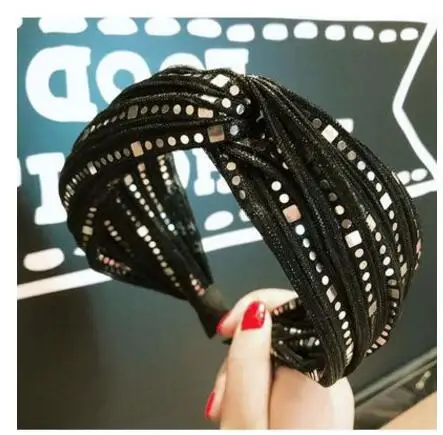 Baratos Nuevo Gliter cintas para el pelo de encaje Europa Star Show lujo strass bandas para el cabello moda Bling Gauze accesorio para el cabello regalo chica