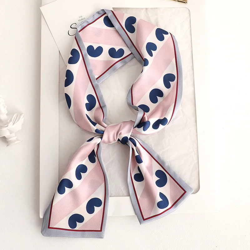 Дизайн обтягивающий шарф в горошек с леопардовым принтом женский шелковый шарф маленькая сумка с лентами женские головные шарфы обертывания для леди 100*10 см - Цвет: 61
