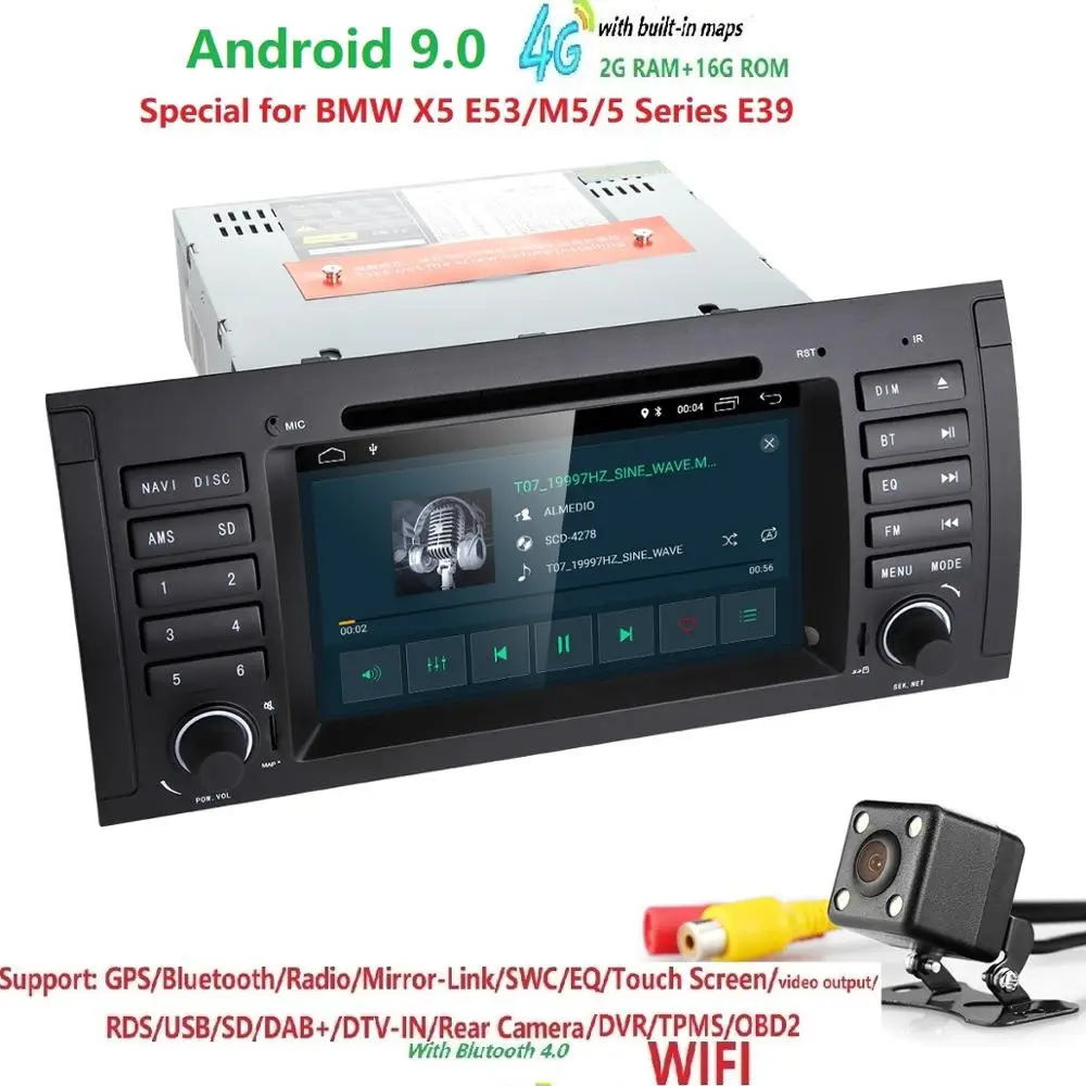 Бесплатная доставка! 7 &quotAndroid 9 0 Автомобильный GPS dvd для BMW E39 X5 E53 мультимедийный