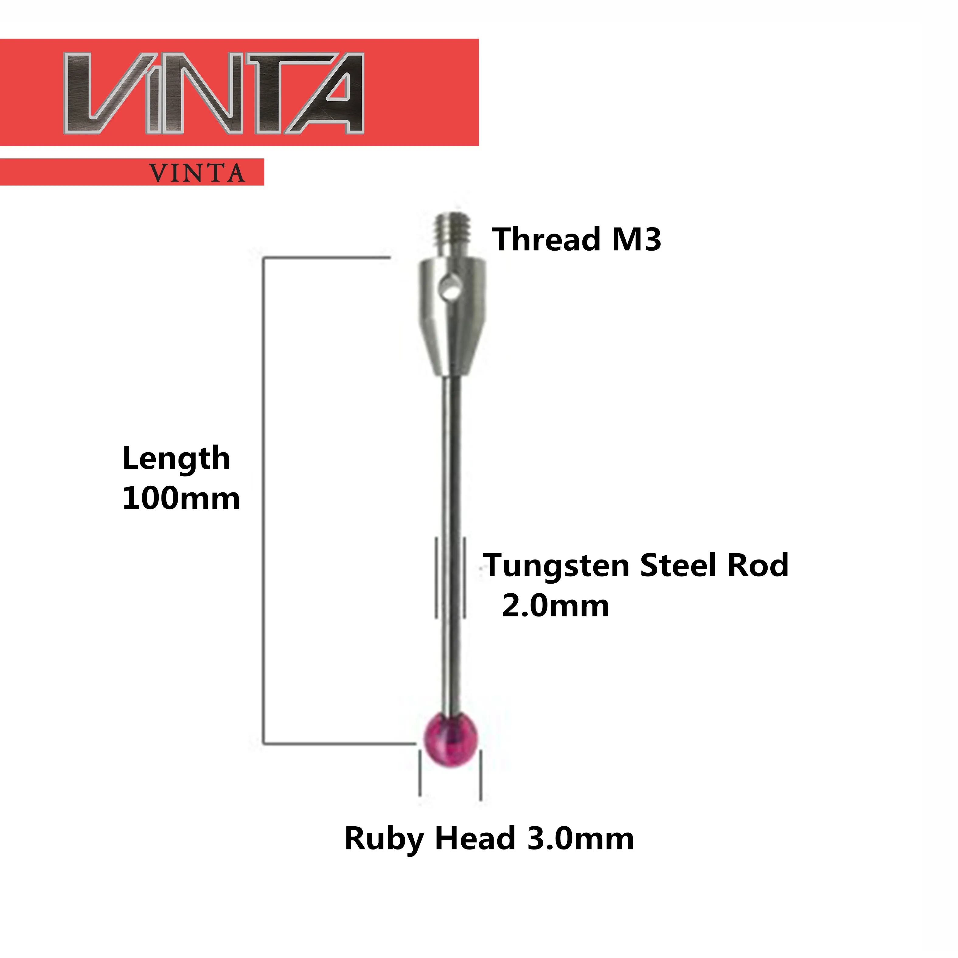 Free Shipping! CNC Ruby Probe CMM Measuring Tip Lever Dial Indicator Needle Tungsten Steel Gauge Pin Thread M3 M4 Gage Ball