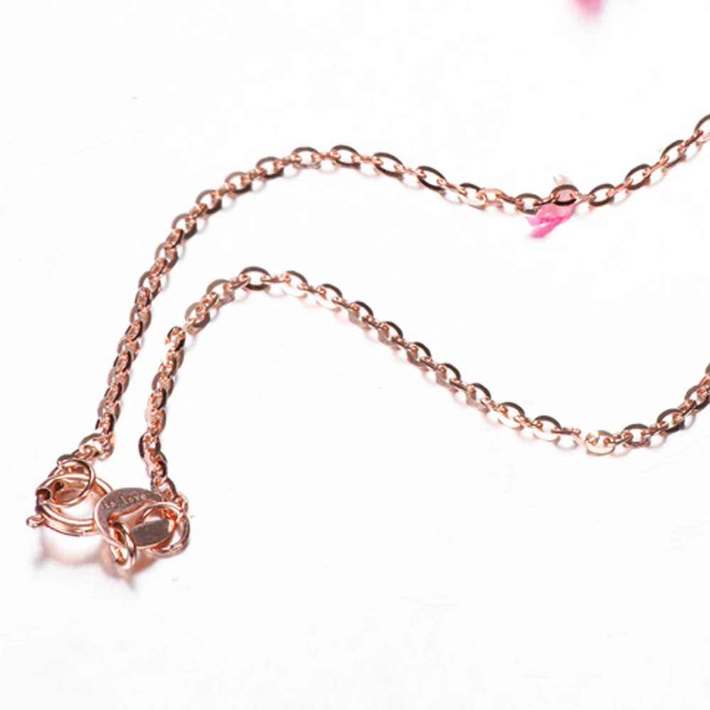 RINYIN цельное ожерелье из розового золота 18 К для девочек AU750 Милая цепочка Роло 1 мм Ширина 10-16 дюймов