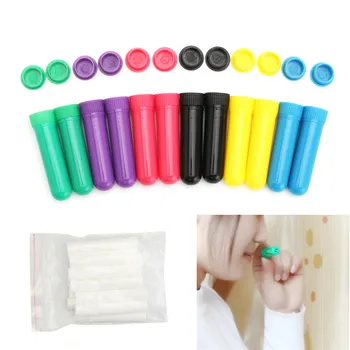 

12Pcs/set Colored Plastic Blank Nasal Aromatherapy Inhalers Tubes Sticks With Wicks For Essential Oil Nose Nasal Container Tool
