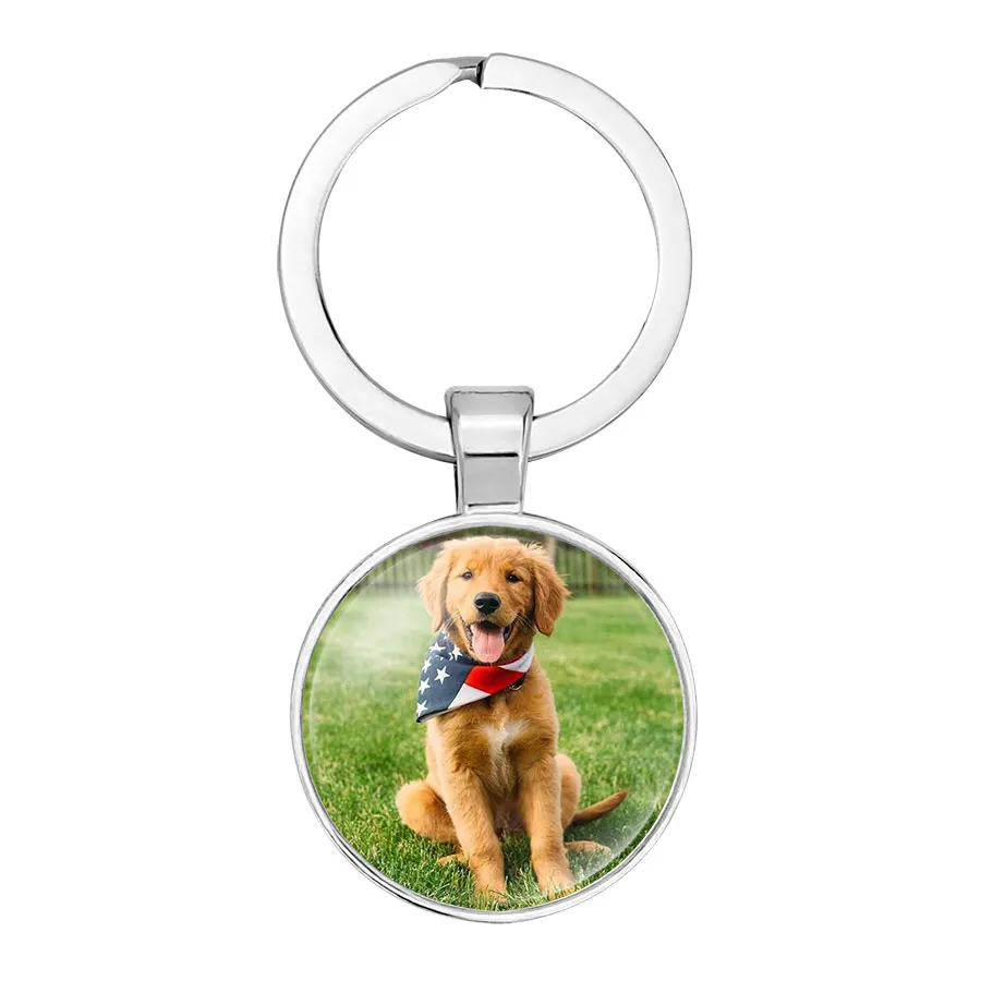 

NingXiang Cute Pet Dogs Labrador Bulldog Poodle Pictures Glass Cabochon Key Chain Car Key Ring Key Holder Accessory Girl Gift