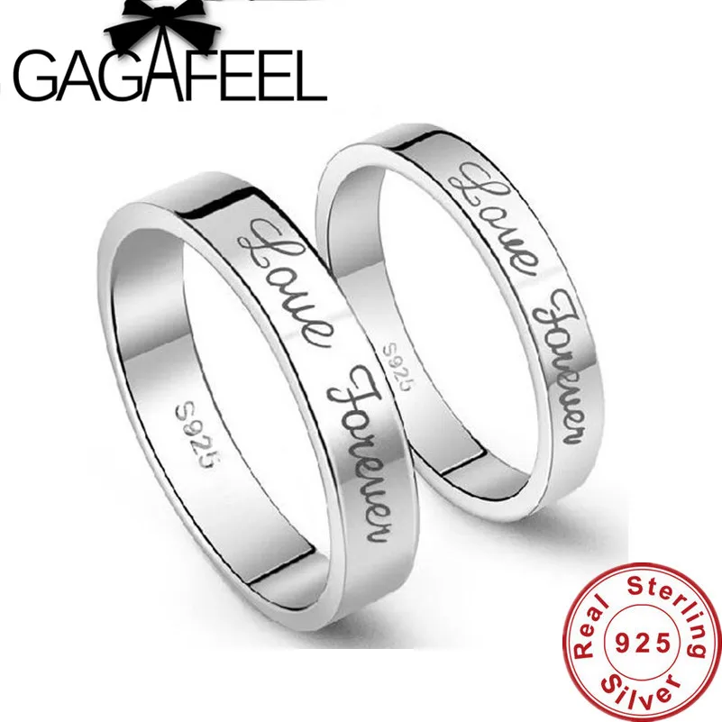 

Genuine 100% Pure 925 Sterling Silver Ring New Arrival High Quality Beautiful Forever Lover Letters Couple Rings for Men Women