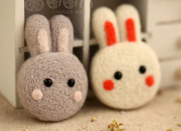 Пара кролик мультфильм животных набор шерстяной вышитый набор Шерсть Войлок игла для валяния брошь ремесло вышивка своими руками ручной работы - Цвет: A pair of rabbits