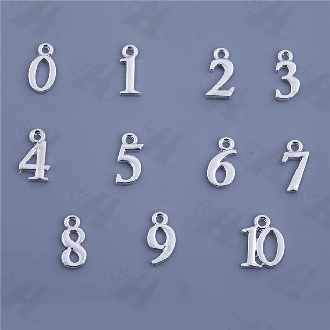 Factory Direct Wholesale Number Charms Silver Plated 0 10 Pendant for
