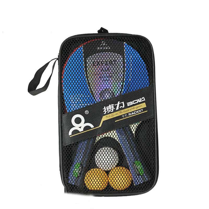 2 Pcs المهنية الجدول مضارب التنس مع مزدوجة الوجه البثور في تنس طاولة المطاط بينغ بونغ مضرب مع أسود حقيبة
