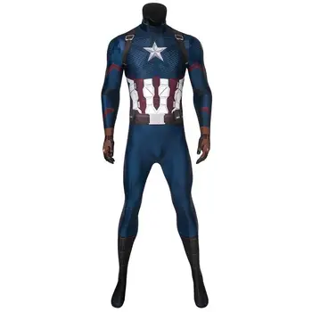 

Avengers 4 Endgame Costume Captain America Steven Rogers Cosplay Jumpsuit Zentai Superhero Halloween Carnival Adult Men Outfit
