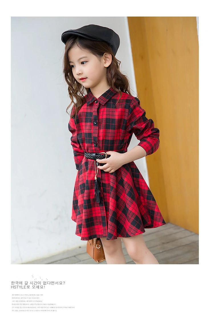 Teen Casual Girl Dresses 2018 Fashion Plaid Letter Kids Long Sleeve Clothes Spring Autumn Children Dress For Girls 3 to 13 Years (9)
