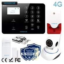Homsecur беспроводный 4G/3g/gsm, ЖК-дисплей Охранная сигнализация+ беспроводная ip-камера GA01-4G-B