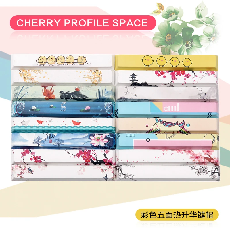 

1 piece mechanical keyboard space key cap 5 faces dye sublimation PBT keycap 6.25X 6.25U size Cherry profile Sakura