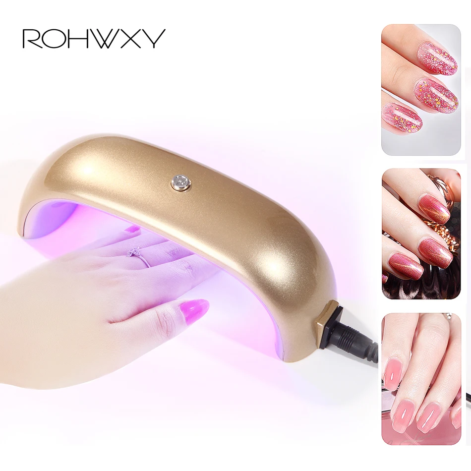 ROHWXY Мини светодиодный лампа для сушки гелевых ногтей 6 Вт Портативный USB зарядка