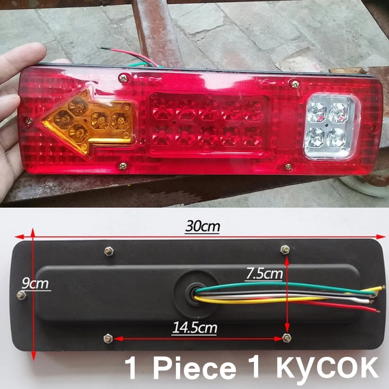 

MZORANGE 1 Piece 19 Led Caravan Truck Tail Light 30*9 CM 12V 24V Car Led Taillight Left Right Trailer Truck Tail Light Van Lamp