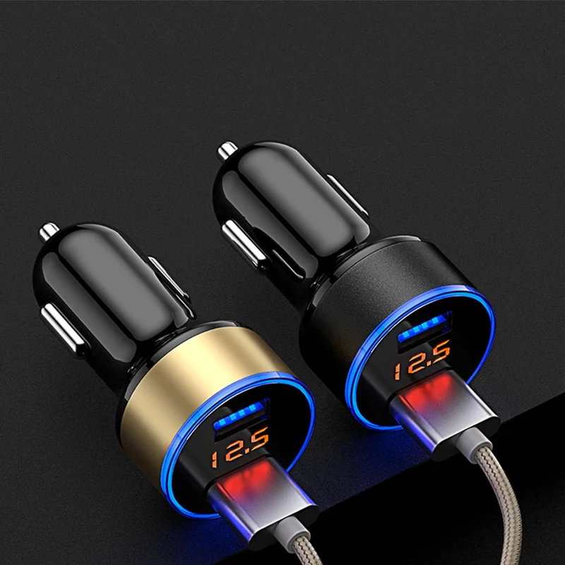 Universal Dual USB Car Charger 5V 3.1A Mini Charger Fast Charging With LED for Mobile Phone Smart phone Xiaomi Samsung iPhone X
