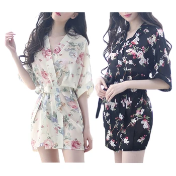 

Women Floral Robe Bridal Dressing Gown Wedding Kimono Sleepwear Short Style Gift