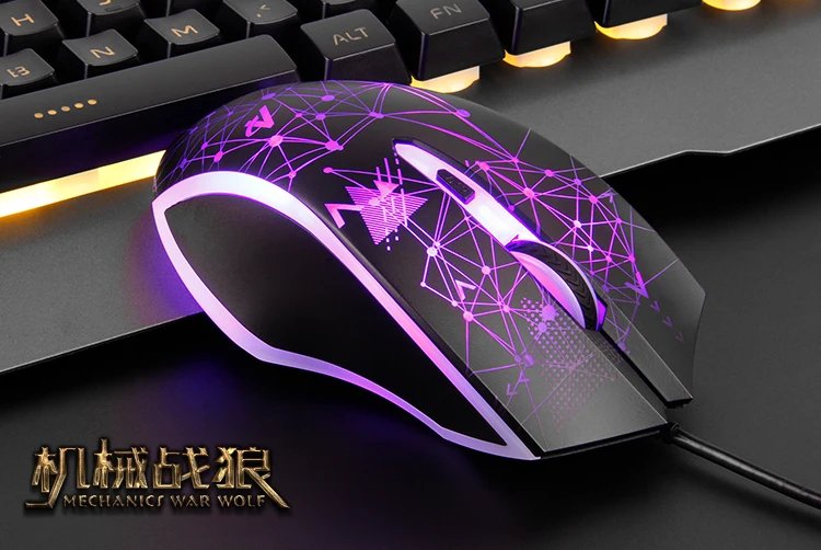 jazz Mechanical Wolf Wired Gaming Keyboard & Mouse Combos 104 Keys Backlit Keyboard 3200DPI Mouse  (24)