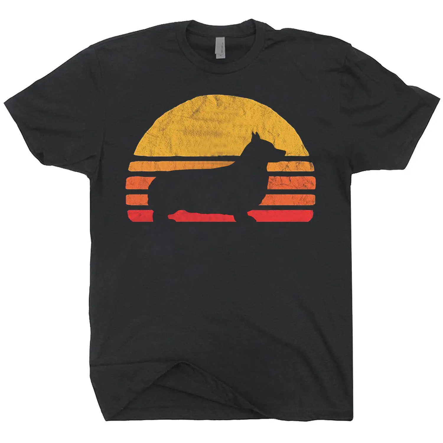 

2019 Fashion Summer Hot sale Retro Sun Pembroke Welsh Corgi Silhouette T-shirt For Dog Lovers Tee shirt