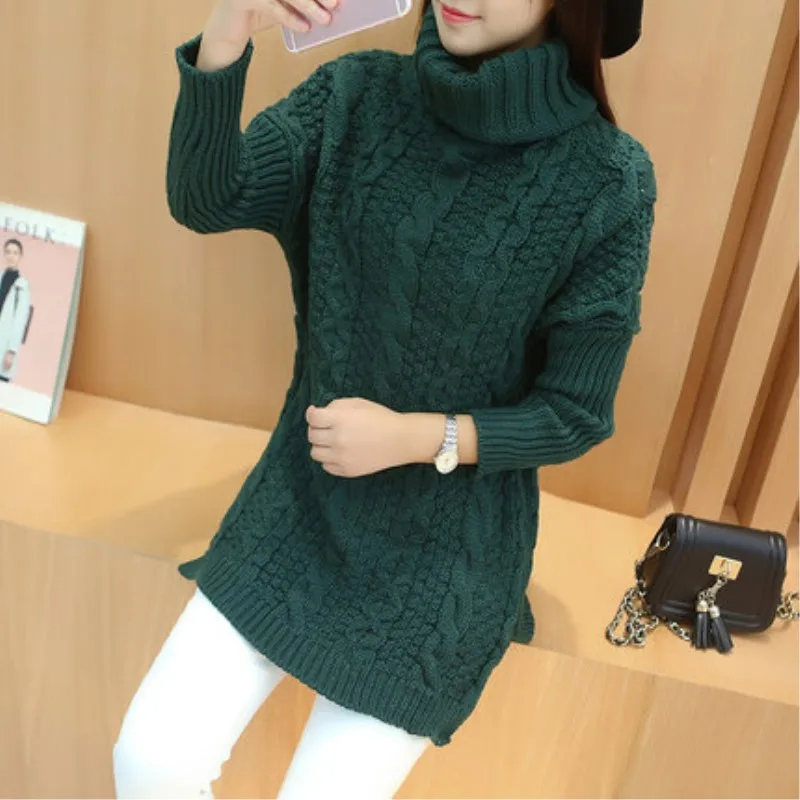 

Autumn And Winter Women's Twist turtleneck Loose Knitted Sweater