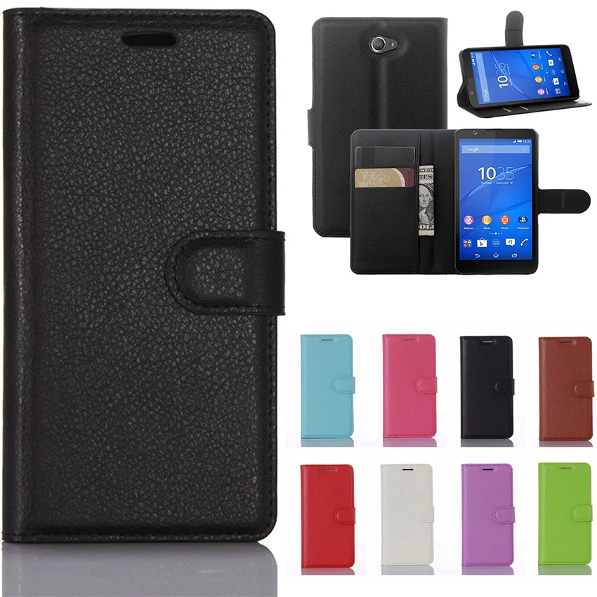 

Luxury Wallet PU Leather Case Cover For Sony Xperia E4 E2105 Case Flip Back Cover For Sony Xperia E4 Dual E2115 Case Coque Funda