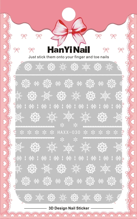 HX023-037, новинка, самоклеющиеся наклейки для ногтей, наклейки для ногтей, снежинка, зима, Рождество, маникюрные наклейки - Цвет: HAXX030