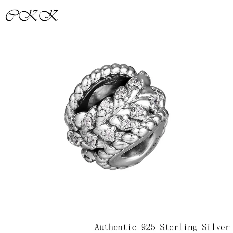 

Beads for Jewelry Making 100% 925 Sterling Silver Dazzling Grain Swirls Charm Clear Cz Charm Fit Bracelet Diy Fine Jewelry PF815