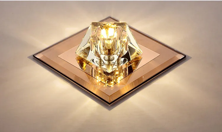 Lâmpada de Cristal Conduziu a Luz Lâmpada do Teto Criativo Quadrado Teto Corredor Foyer Recessed - Montado Espelho Vidro 9 Cheap Luzes de teto