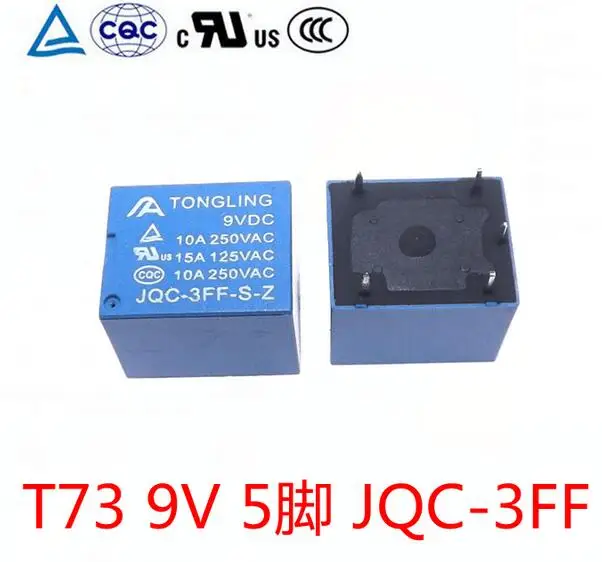 5 шт. реле 9 v 10A 250VAC JQC-3FF T73 питания Новое хорошее качество для SRD-9VDC-SL-C | Электроника