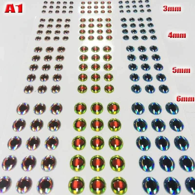 Рыболовные 3d глаза для приманки A1A2A3A4 вы выбираете размер 3mm4mm5mm6mm Количество: 732 шт./лот Красивые Искусственные рыбьи глаза высокого качества