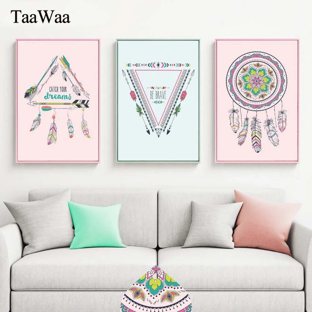 

TaaWaa White And Black Minimalist Tribal Arrows Feathers Prints Posters Canvas Wall Art Nordic Abstract Painting for Home Decor