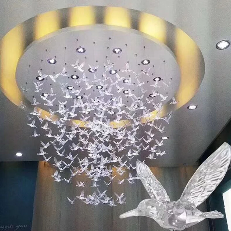 Высокое качество Европейская Колибри прозрачная акриловая птица воздушная потолочное украшение для дома отель сцена свадебное украшение реквизит