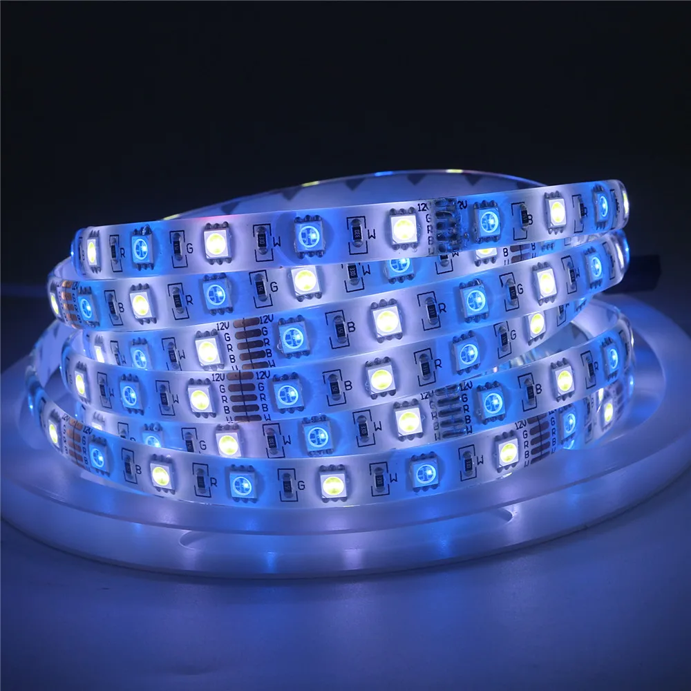 DC12V 5 м Светодиодная лента 5050 RGB RGBW RGBWW 60 светодиодов/M гибкий свет Черный PCB Белый Tamp