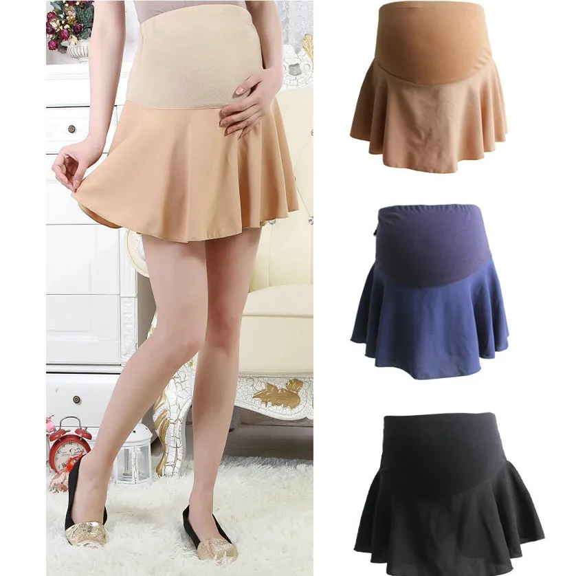 

2016 Casual Pleated Maternity Prop Belly Skirts Korea Style Short Skirts for Pregnant Women Solid Chiffon Pregnancy Clothing 357