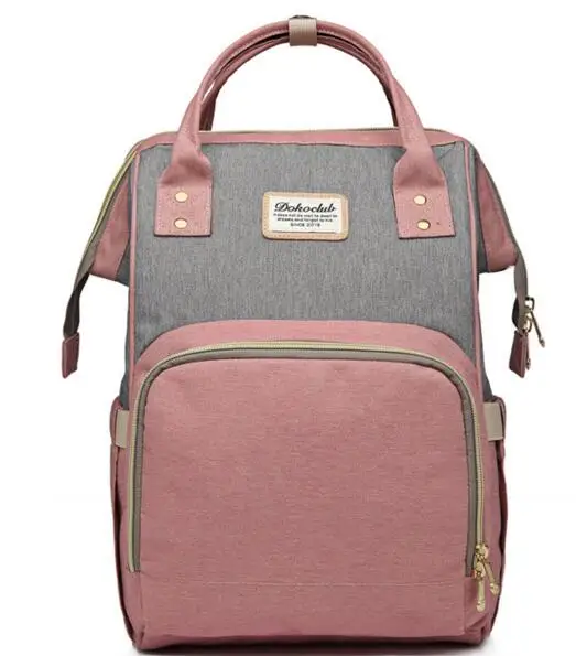 Dokoclub мягкий подгузник сумка для младенца для ухода сумка большая емкость Водонепроницаемый Portabel дорожная сумка рюкзак папы анти-вор - Цвет: pink gray