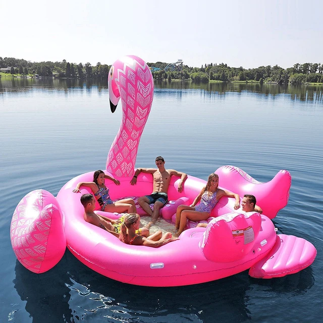 6 Person Giant Inflatable Flamingo Pool Float Swimming Island