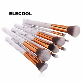 

ELECOOL 10Pcs/sets Marbling Handle Make Up Brushes Pincel Maquiagem Contour Foundation Blending Brushes Cosmetic Makeup Tool