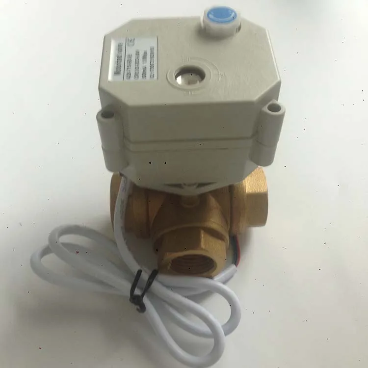 Горизонтальный 3 ходовой Электрический шаровой клапан DN15 G1/2 &quotNPT латунный Мини