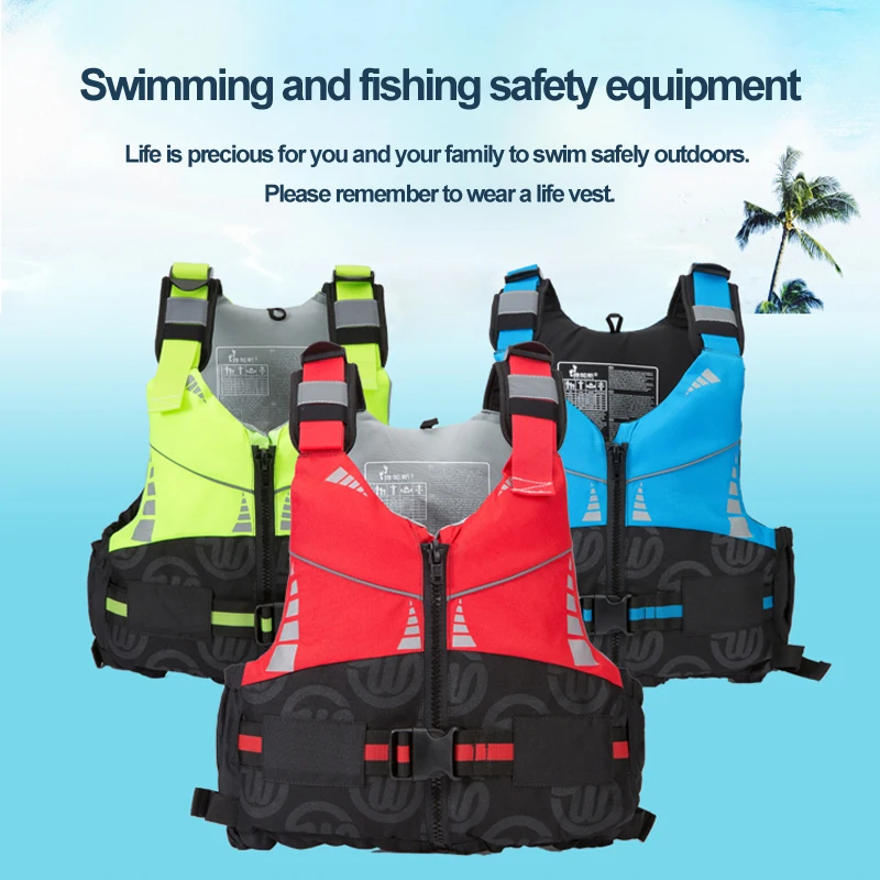 

Polyester Adult kids Life Vest Jacket Swimming Boating Ski Drifting Life Vest with Whistle S-L Sizes Water Sports Man Jacket