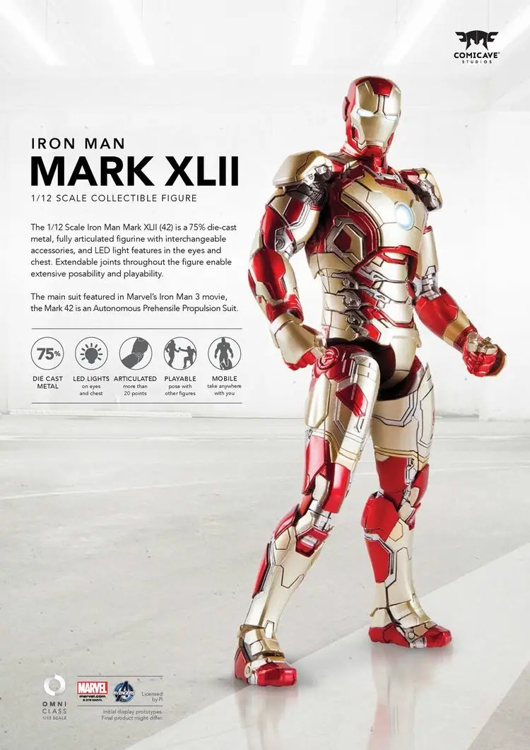 

Comicave 1/12 Age of Ultron Alloy Ironman MK43 MK42 Collectible Action Figure for Fans Holiday Gift