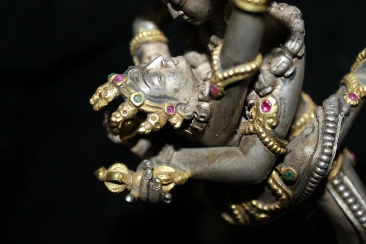 Shengle King Kong Стерлинговое Серебро статуя непальского Будды double bodhisattva|Статуи и