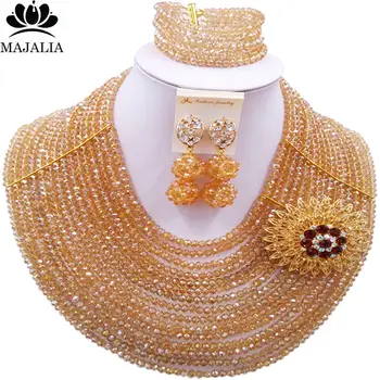 

Majalia Romantic Nigeria Wedding African Beads Jewelry Set Gold ab Crystal Necklace Bridal Jewelry Sets Free Shipping 16SY016