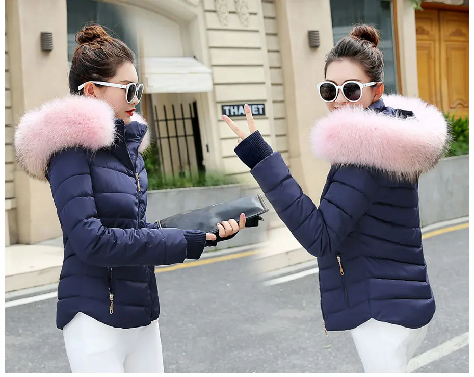 warmest winter coats for women Female Warm Winter Jacket 2020 Fashion Women Hooded Fur collar Down Cotton Coat Solid color Slim Large size Female Coat Leather Jackets