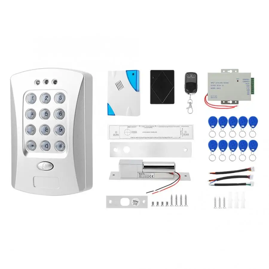 Stand-Alone Door Access Control System Kit Two-wire Electric Lock Power Supply Remote Control