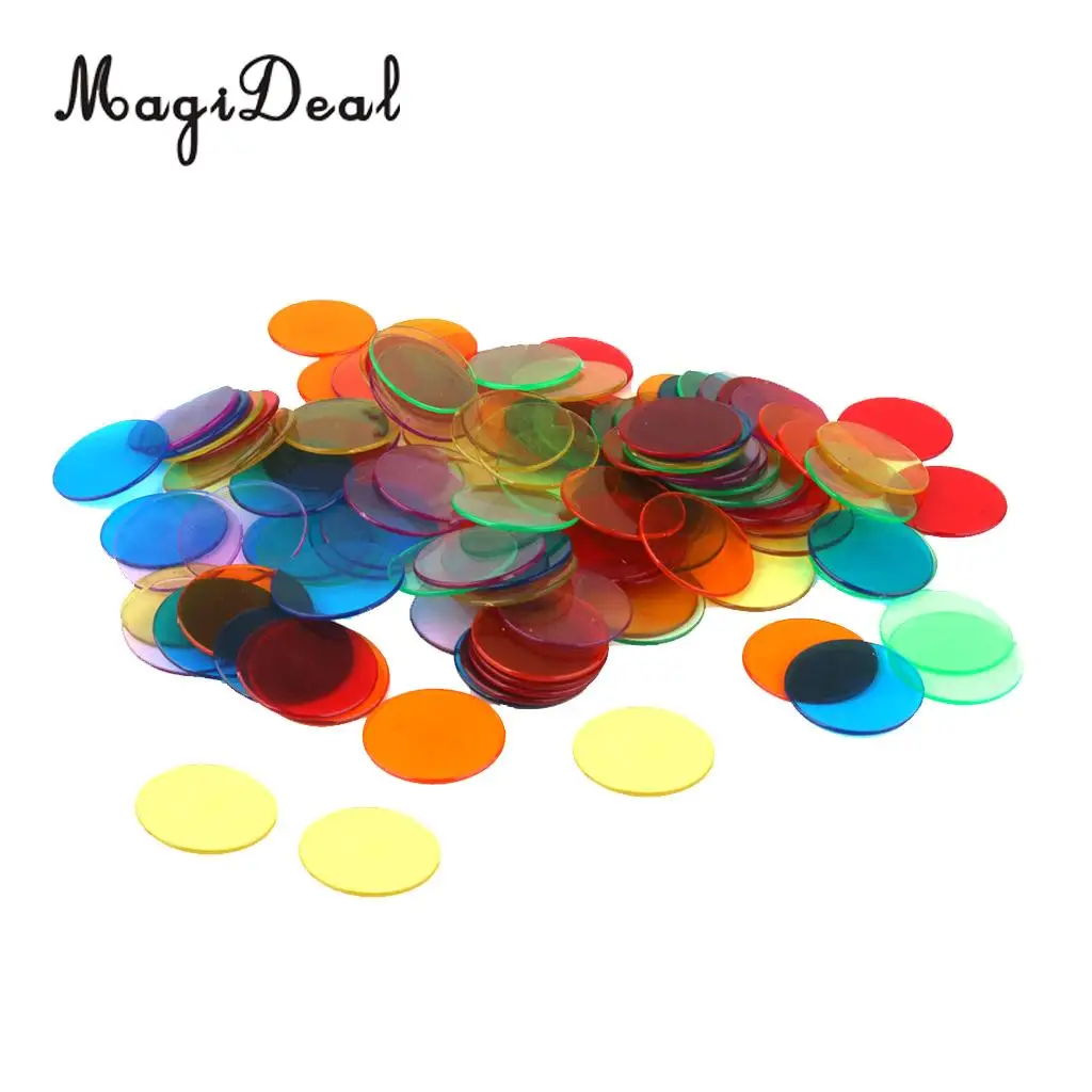 MagiDeal 120Pcs PRO Count Bingo Chips Markers for Bingo Game Cards 3cm 6 Colors Pocker Chips Fun Family Games Supplies Accessory
