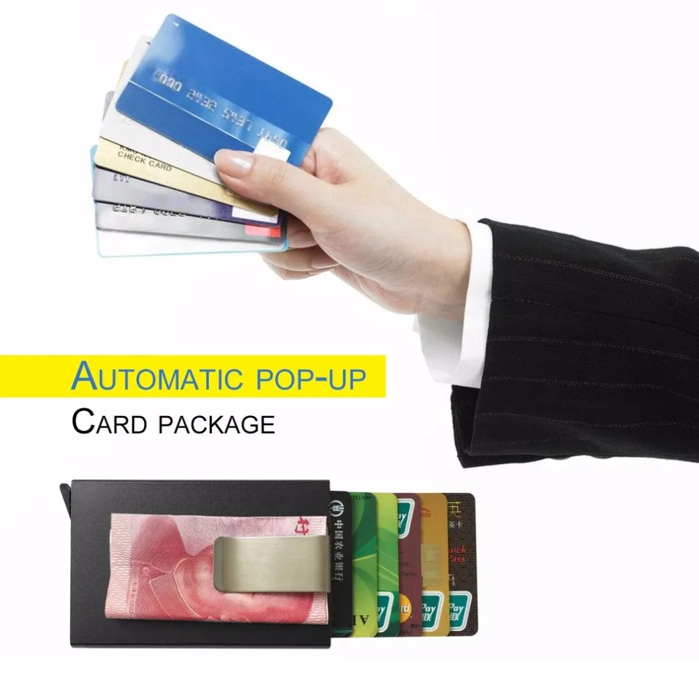 Automatic Pop Up Card Holder ID Credit Bank Business Card Package Case 
