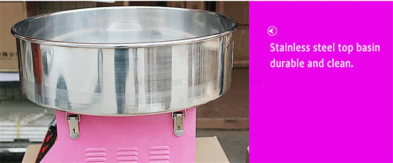 Электрическая Коммерческая Машина для конфет из хлопка/машина для конфет розового цвета с нержавеющей стали съемная чаша и ложка для сахара