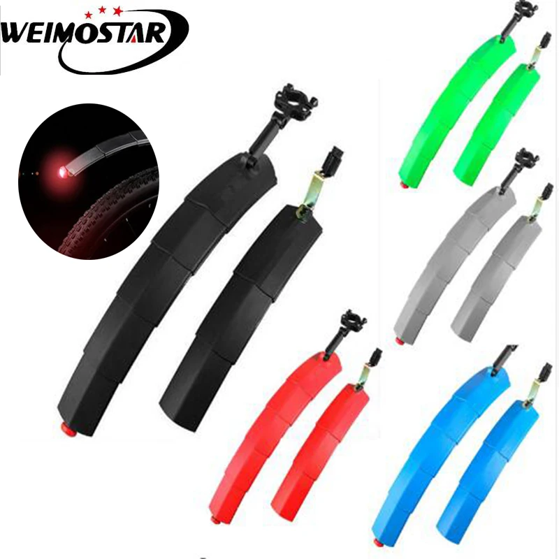 

Weimostar Telescopic MTB Bike Fenders Rain Protection Mountain Bicycle Front Rear Mudguards Fender With Taillight Cycling Parts